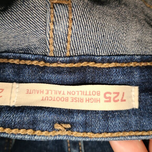 Levis 725 Jeans Womens 29 Blue High Rise Bootcut Leg Denim Logo Cotton Stretch - Picture 4 of 5